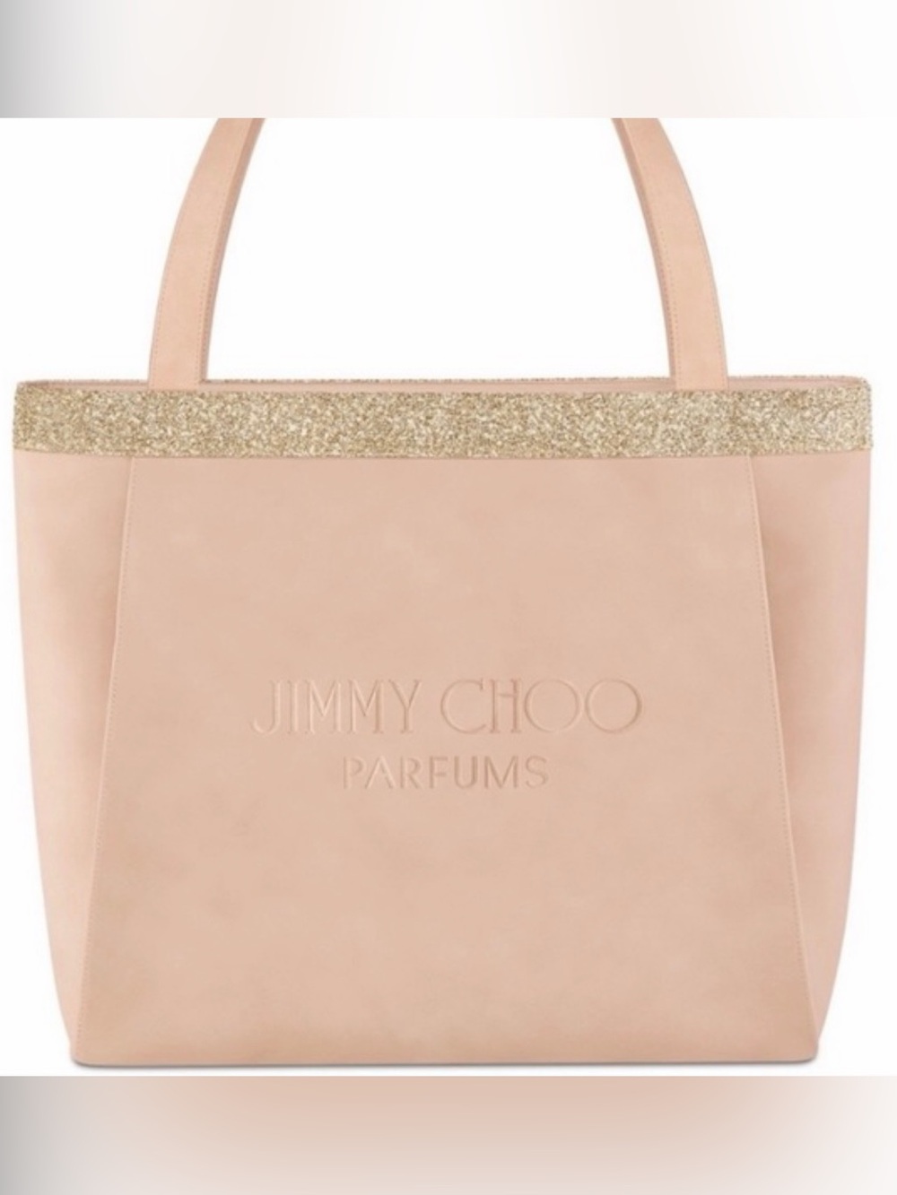 Jimmy Choo Parfums Nude Pink Tote with Gold Glitter Trim NWT